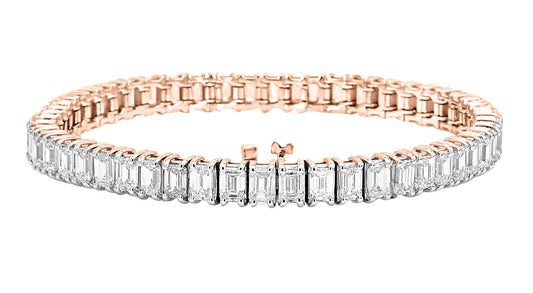 Emerald Cut Diamond Shaped Bracelet- 13 Cttw 18K in White, Yellow & Rose Gold - Solitaire Box