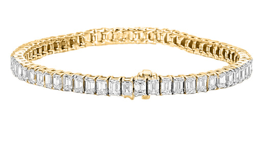 Emerald Cut Lab Grown Diamond Shaped Bracelet 14K & 18K in White, Yellow & Rose Gold - Solitaire Box