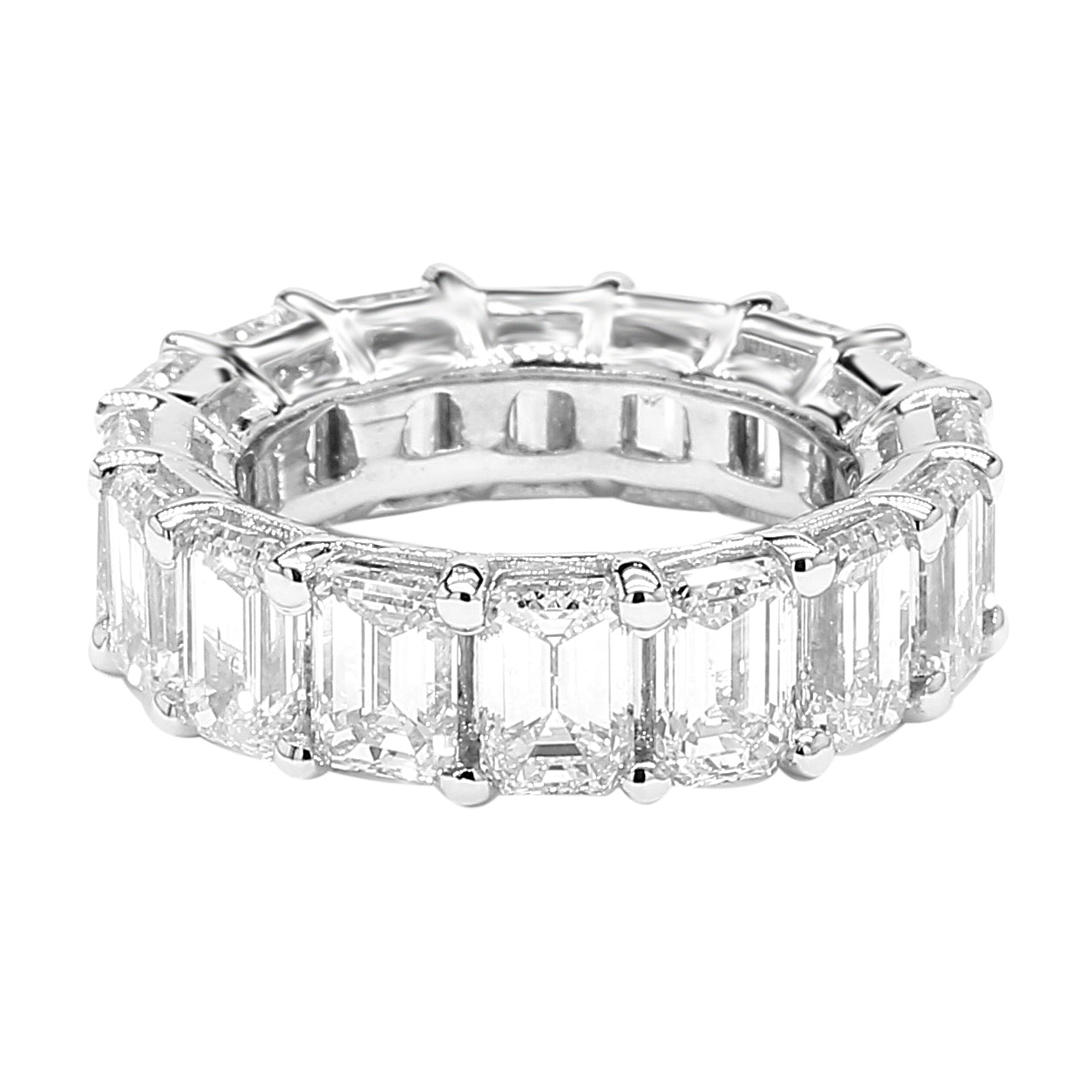 Emerald Eternity Band 14K Rose, White & Yellow Gold - Solitaire Box