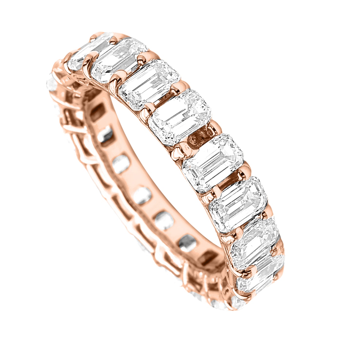 Emerald Eternity Band 14K Rose, White & Yellow Gold - Solitaire Box