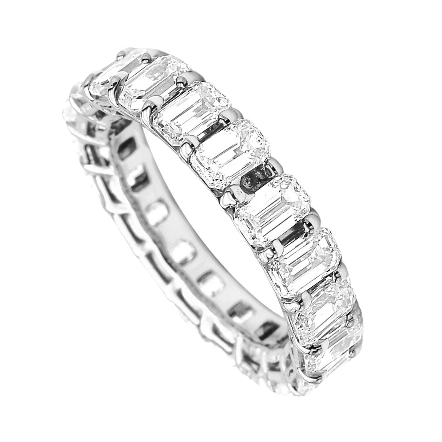 Emerald Eternity Band 14K Rose, White & Yellow Gold - Solitaire Box
