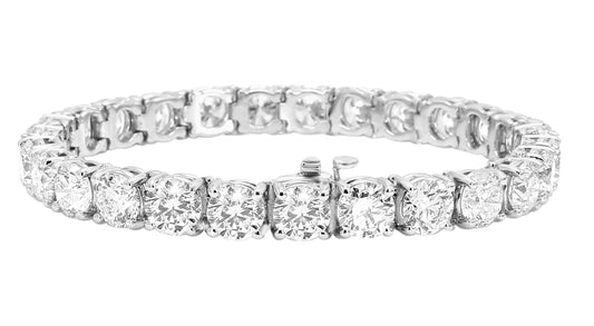 Tennis Bracelet Round Cut 18K & 14k in White, Yellow & Rose Gold - Solitaire Box