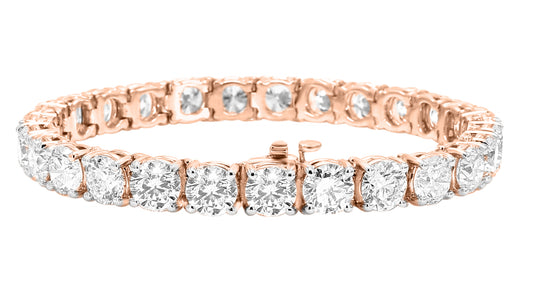 Tennis Bracelet Round Cut 18K & 14k in White, Yellow & Rose Gold - Solitaire Box