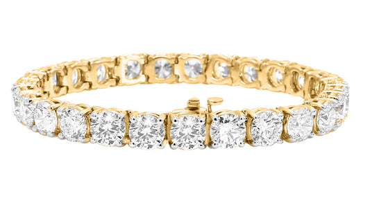 Tennis Bracelet Round Cut 18K & 14k in White, Yellow & Rose Gold - Solitaire Box