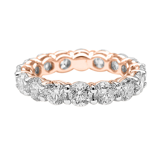 Round Cut Diamond Shaped Eternity Band Ring 14K in White, Yellow & Rose Gold - Solitaire Box