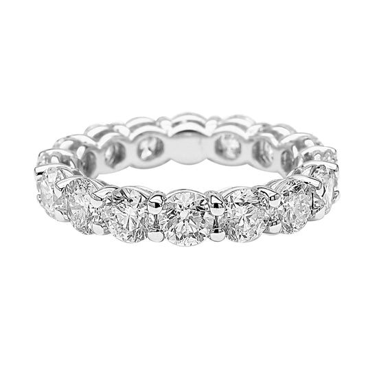 Round Cut Diamond Shaped Eternity Band Ring 14K in White, Yellow & Rose Gold - Solitaire Box