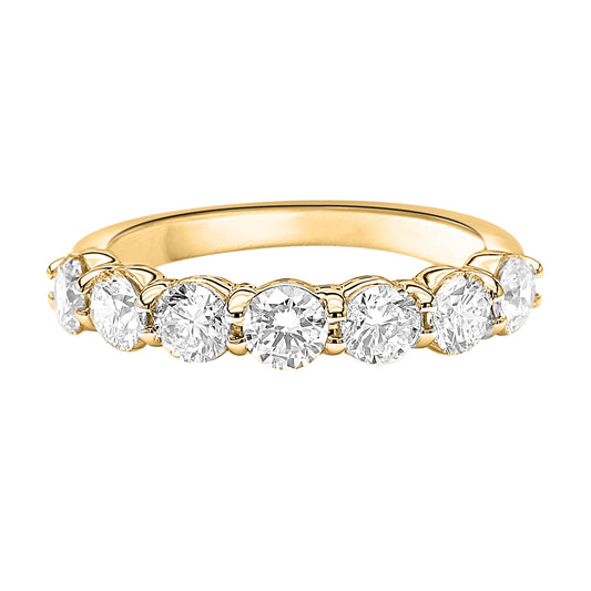 Round Cut Diamond 7 Stone Eternity Band Ring in 18 K in White , Yellow & Rose Gold - Solitaire Box