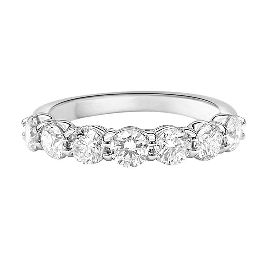 Round Cut Diamond 7 Stone Eternity Band Ring in 14 K in White , Yellow & Rose Gold - Solitaire Box