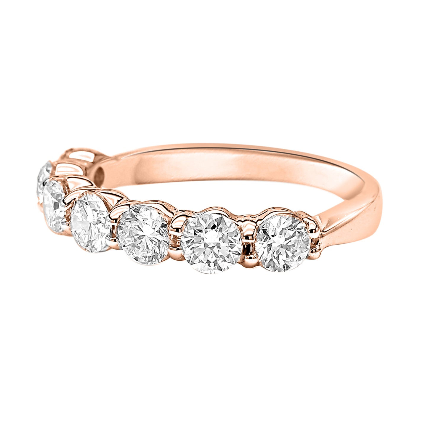 Round Cut Diamond 7 Stone Eternity Band Ring in 18 K in White , Yellow & Rose Gold - Solitaire Box
