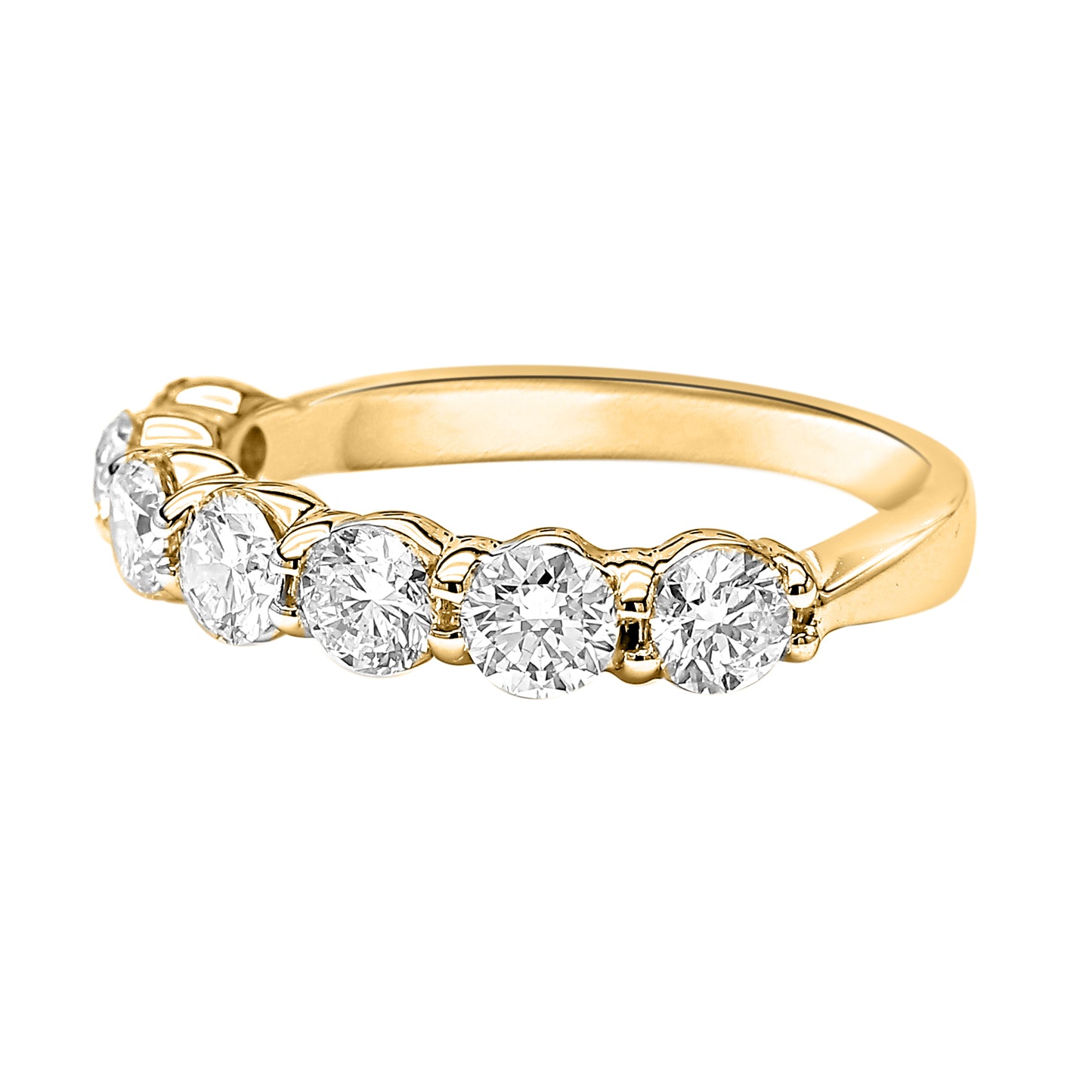 Round Cut Diamond 7 Stone Eternity Band Ring in 14 K in White , Yellow & Rose Gold - Solitaire Box