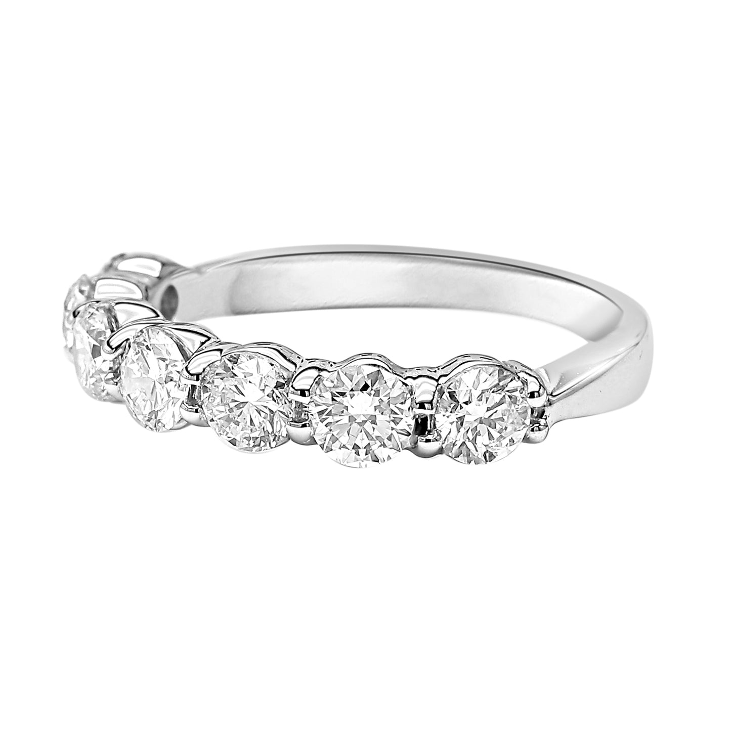 Round Cut Diamond 7 Stone Eternity Band Ring in 18 K in White , Yellow & Rose Gold - Solitaire Box