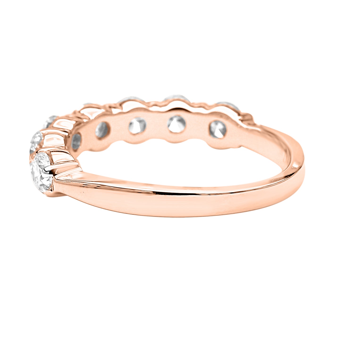 Round Cut Diamond 7 Stone Eternity Band Ring in 18 K in White , Yellow & Rose Gold - Solitaire Box