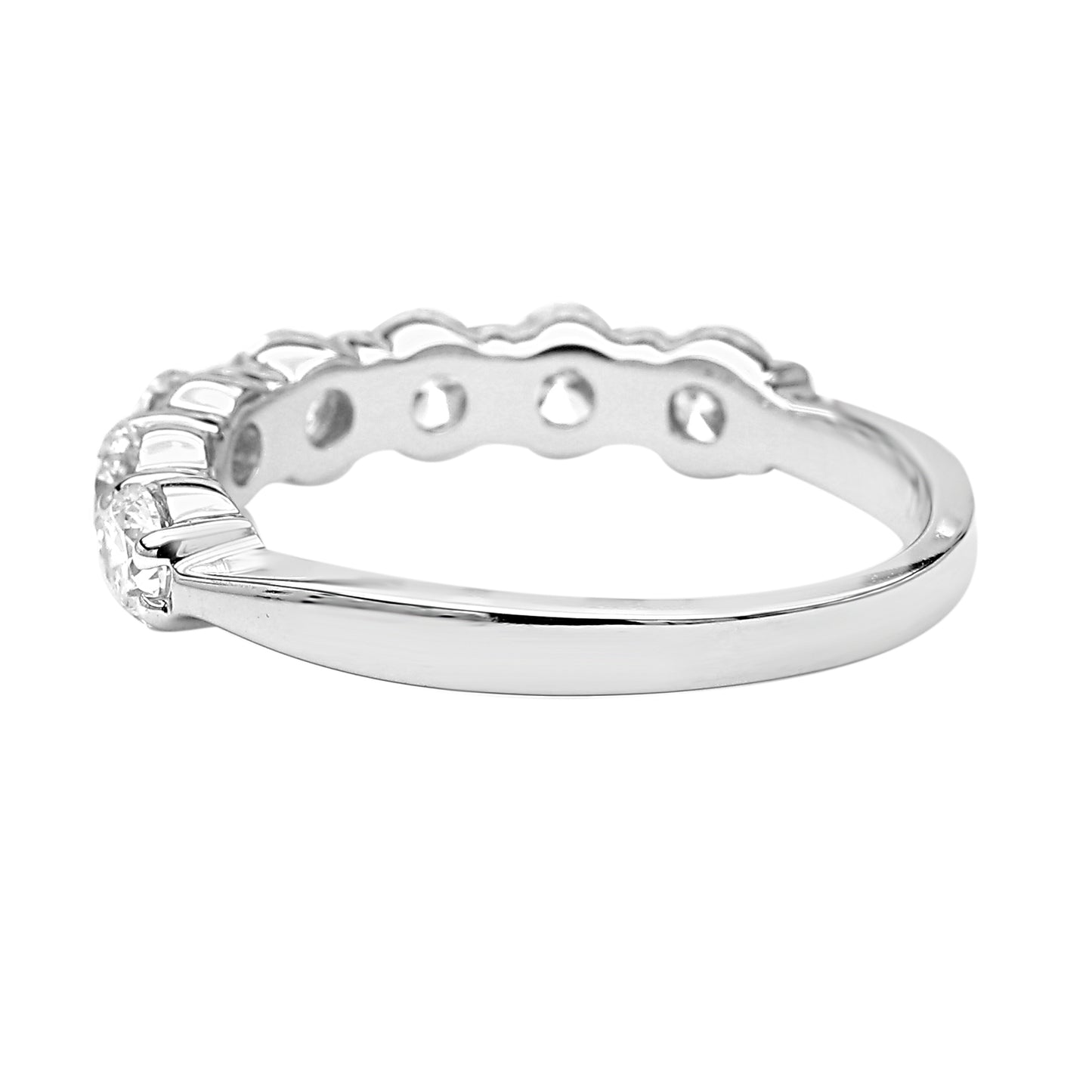 Round Cut Diamond 7 Stone Eternity Band Ring in 18 K in White , Yellow & Rose Gold - Solitaire Box