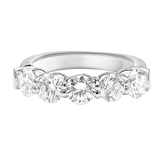 Round Cut Diamond 5 Stone Eternity Band Ring in 18 K in White , Yellow & Rose Gold - Solitaire Box