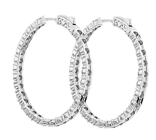 Round Cut Diamond Hoop Earrings 14k & 18K in White, Yellow & Rose Gold - Solitaire Box