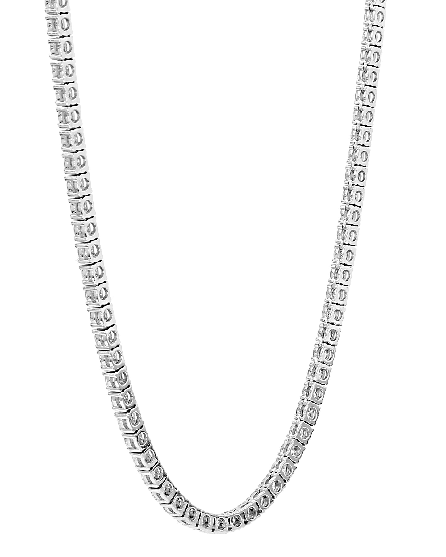 Round Cut Diamond Tennis Necklace in 14K & 18K in White, Yellow & Rose Gold - Solitaire Box