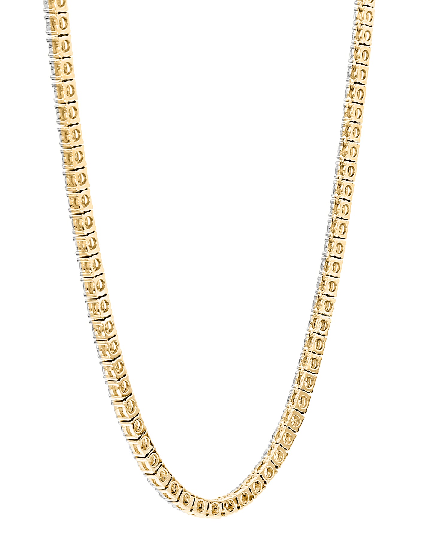 Round Cut Diamond Tennis Necklace in 14K & 18K in White, Yellow & Rose Gold - Solitaire Box