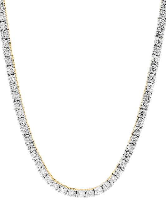 Round Cut Diamond Tennis Necklace in 14K & 18K in White, Yellow & Rose Gold - Solitaire Box