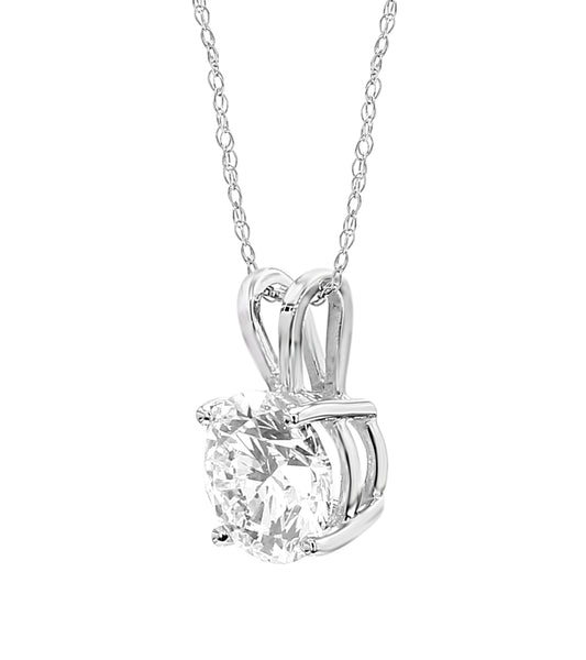 Elegant Round Solitaire Pendant- 14k & 18K in White, Yellow & Rose Gold - Solitaire Box