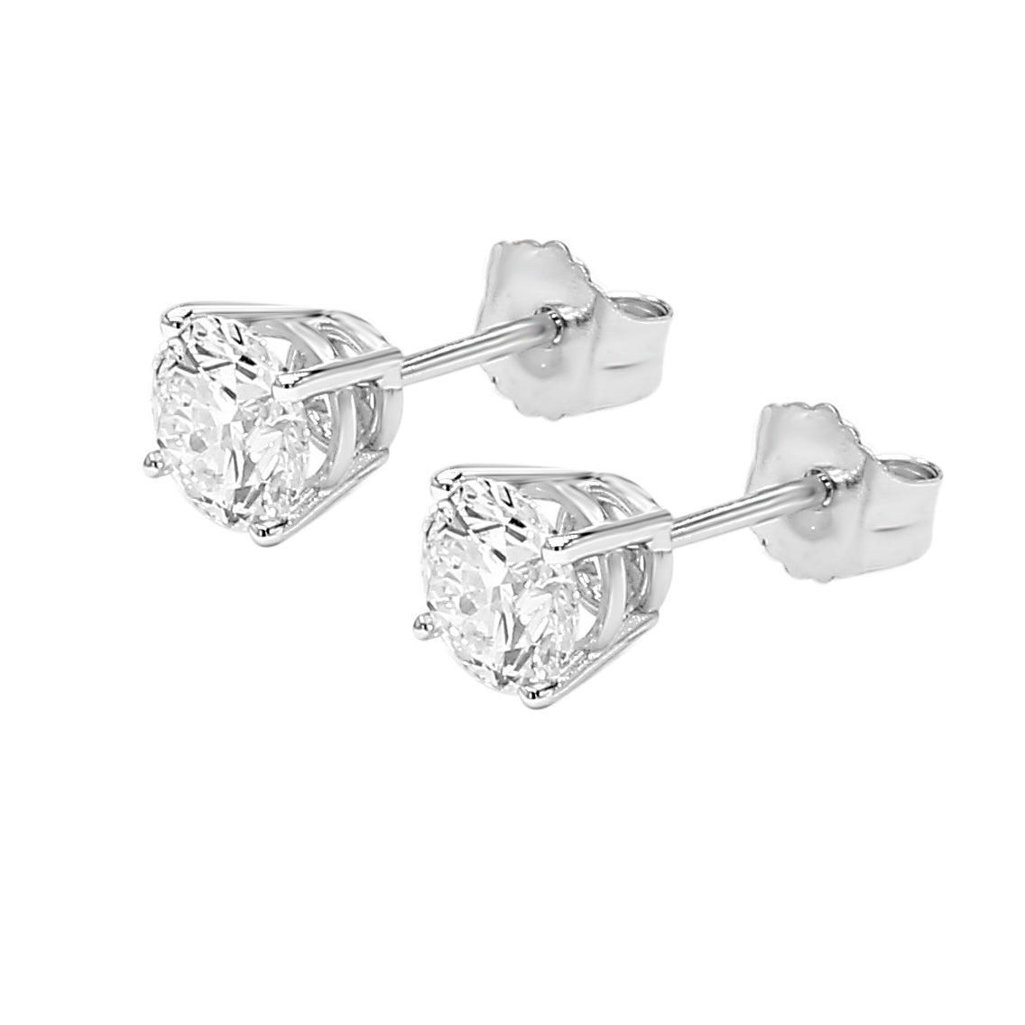 Round Cut Diamond Studs Earrings- 14K & 18K in White, Yellow & Rose Gold - Solitaire Box