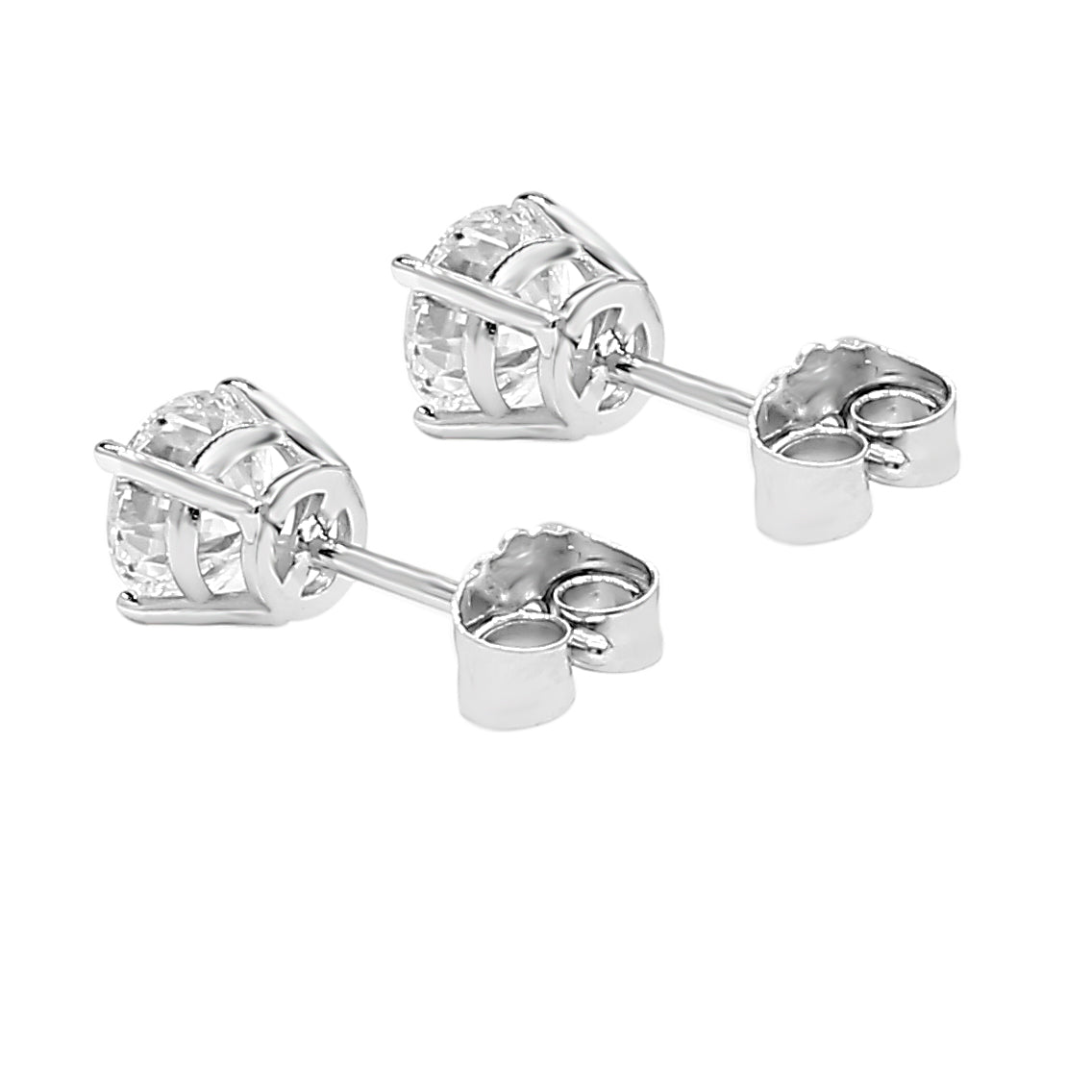 Round Cut Diamond Studs Earrings- 1.00 Cttw 14K in White, Yellow & Rose Gold - Solitaire Box