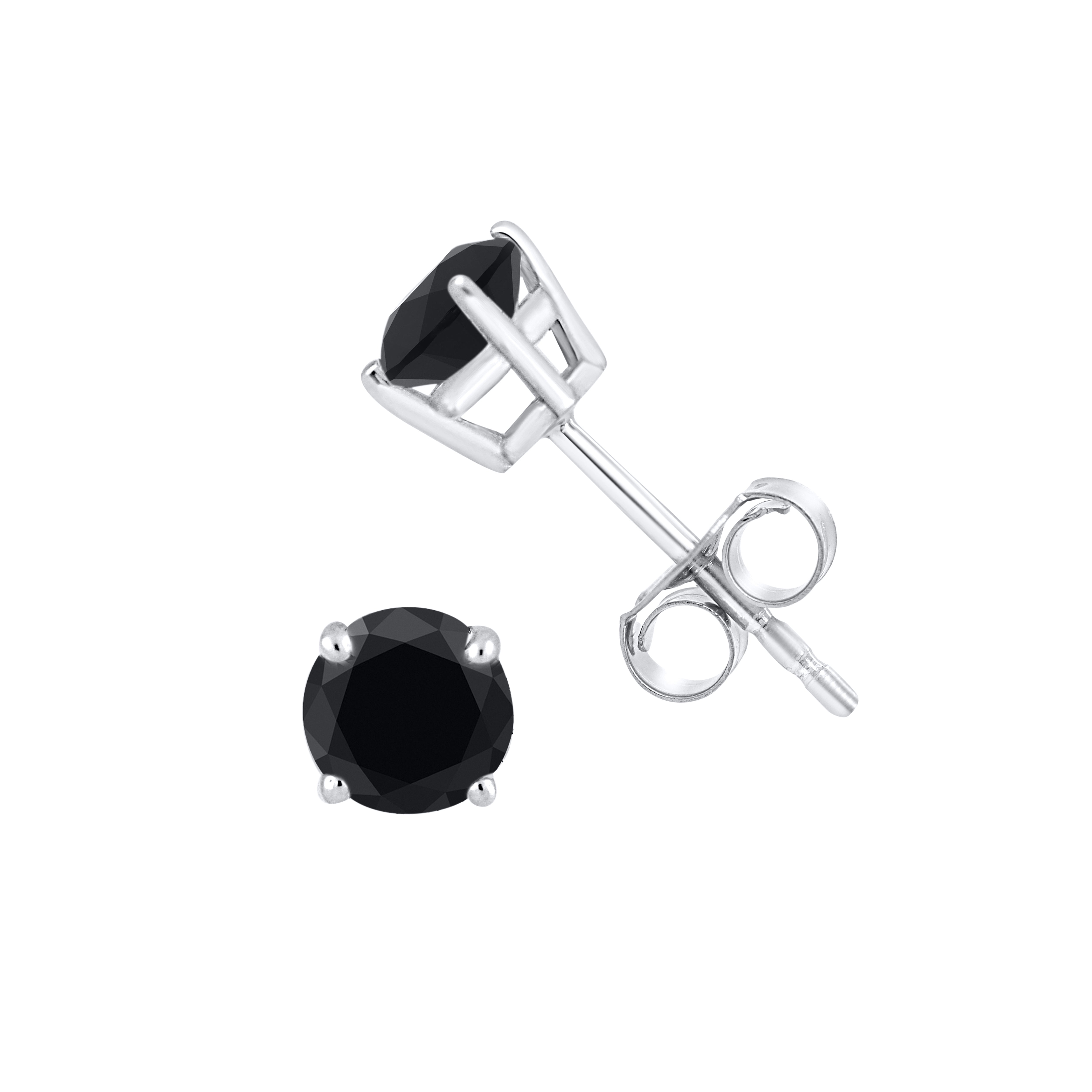 アクセサリー K18 Black Diamond Stud Earrings 6mm Black Diamond Stud Earrings in 18k Gold, Gift for Her